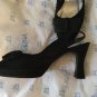 EXCELLENT COND Stuart Weitzman Black Fabric Open-Toe Slingbacks w/ Bow - 8.5