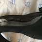 EXCELLENT COND Stuart Weitzman Black Fabric Open-Toe Slingbacks w/ Bow - 8.5
