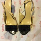 KATE SPADE Two-Color Black and Beige Open-Toe Slingbacks - 6.5