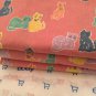 3 PIECES Hoffman California Cotton Fabric Pastel Cats on Pink Background - 292â