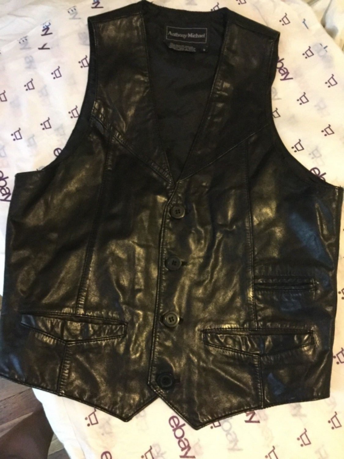 EXCELLENT CONDITION Anthony Michael Black Leather Vest - S