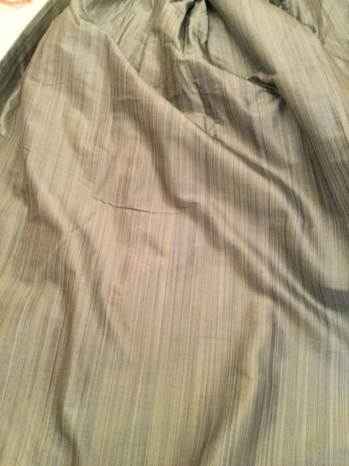 Pair Custom-Made Striated Silk Pleated Drapes - 21&acirc;��T x 50&acirc;��B x 86&acirc;��L