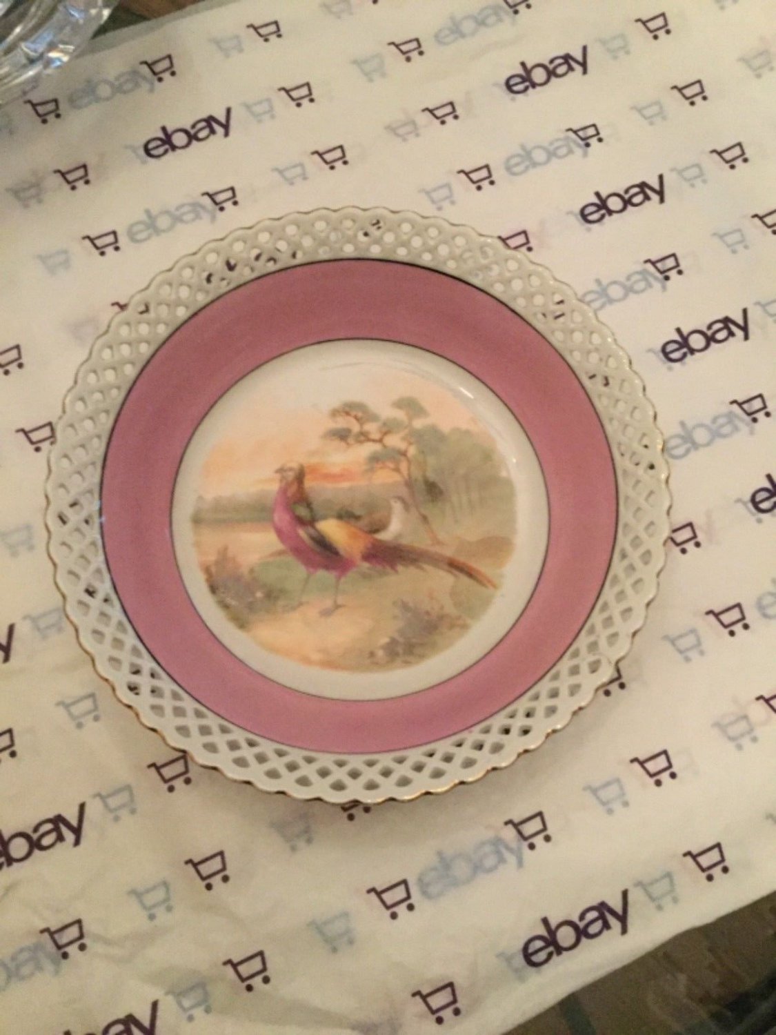 EXCELLENT CONDITION Schumann Reticulated Round Bowl Old Blue Mark/Germany - 9.5&acirc;��