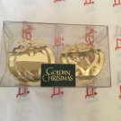 NEW Pair of Royal Copenhagen Golden Christmas Heart Cutout Metalwork Ornaments