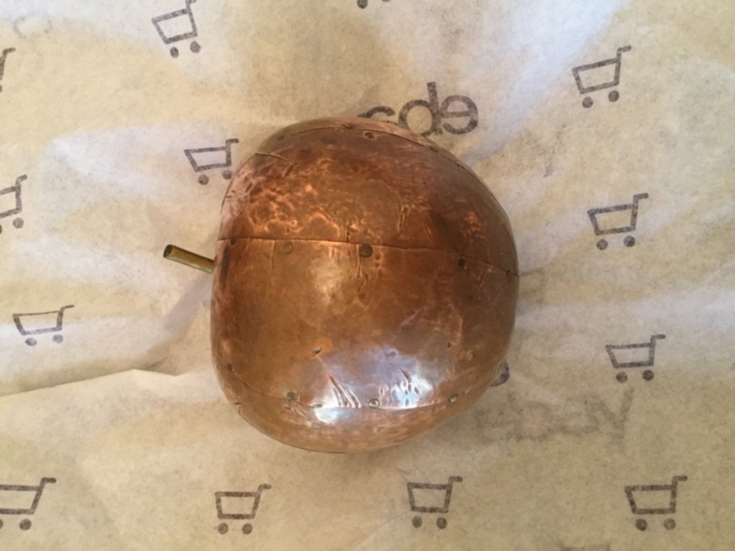 VINTAGE Copper-Clad Apple Paperweight or Decorative Objet - 3.5&acirc;��T x 3.5&acirc;��W