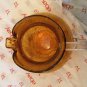 EXCELLENT CONDITION Vintage Seeded Amber Glass Pitcher w/ Clear Handle - 7.5âT