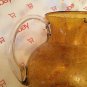 EXCELLENT CONDITION Vintage Seeded Amber Glass Pitcher w/ Clear Handle - 7.5âT