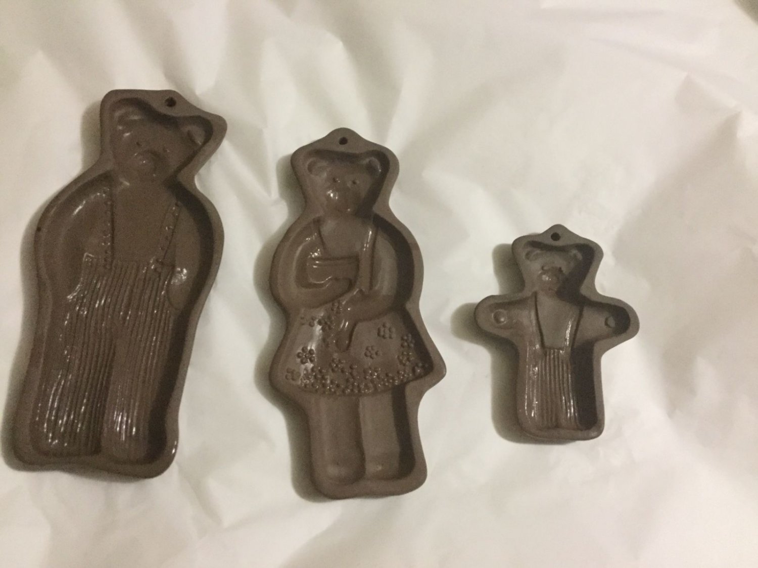 VINTAGE 4Piece Set Hartstone Pottery Cookie Molds 3 Bears and Sun