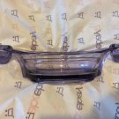 EXC COND Vintage Lavender Glass Floral Centerpiece Bowl w/ Attached Candleholder
