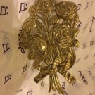 EXCELLENT COND Single Large Bouquet of Roses Solid Brass Curtain Tieback - 7”T