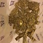 EXCELLENT COND Single Large Bouquet of Roses Solid Brass Curtain Tieback - 7&acirc;��T
