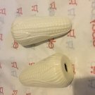 EXCELLENT CONDITION White Majolica Corn Design Salt & Pepper Shakers - 4.5”T