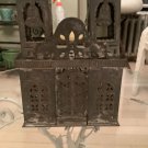 UNIQUE Punched/Pierced Tin Tabletop Candle Lantern Shaped Like a Building 12.5”T