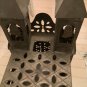 UNIQUE Punched/Pierced Tin Tabletop Candle Lantern Shaped Like a Building 12.5&acirc;��T
