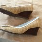 Tory Burch Sally Raffia Straw & Leather Logo Wedge Heel Pump Shoes Size 7.5