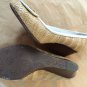 Tory Burch Sally Raffia Straw & Leather Logo Wedge Heel Pump Shoes Size 7.5