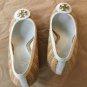 Tory Burch Sally Raffia Straw & Leather Logo Wedge Heel Pump Shoes Size 7.5