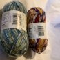 2 ASSORTED SKEINS Patons Kroy Socks Yarn (1 Sunset Stripes & 1 Aqua Jacquard)