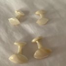 ANTIQUE Victorian 2 Pair Hand Carved Mother of Pearl Shell One Piece Cufflinks