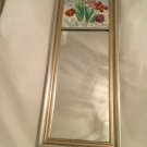 EXC COND Vintage Entryway Wall Mirror With Handpainted Tile Top and Wood Frame