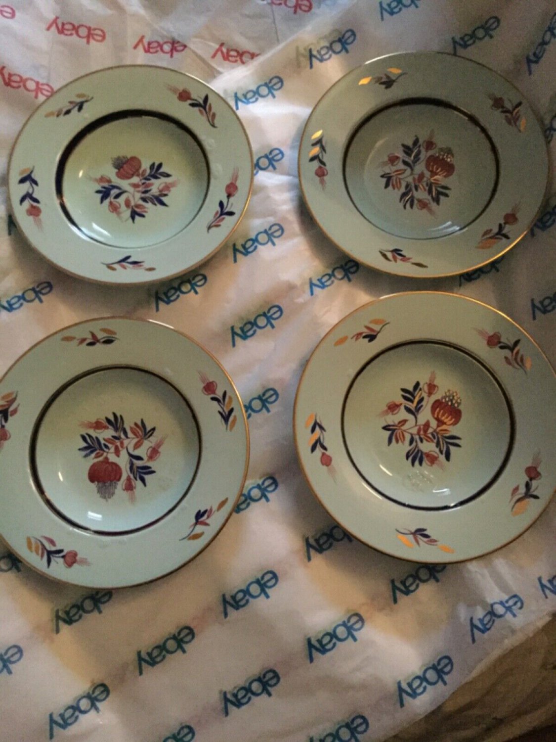 EXC COND Set 4 Crown Devon Allan Lowestoft Style Staffordshire Soup Bowls