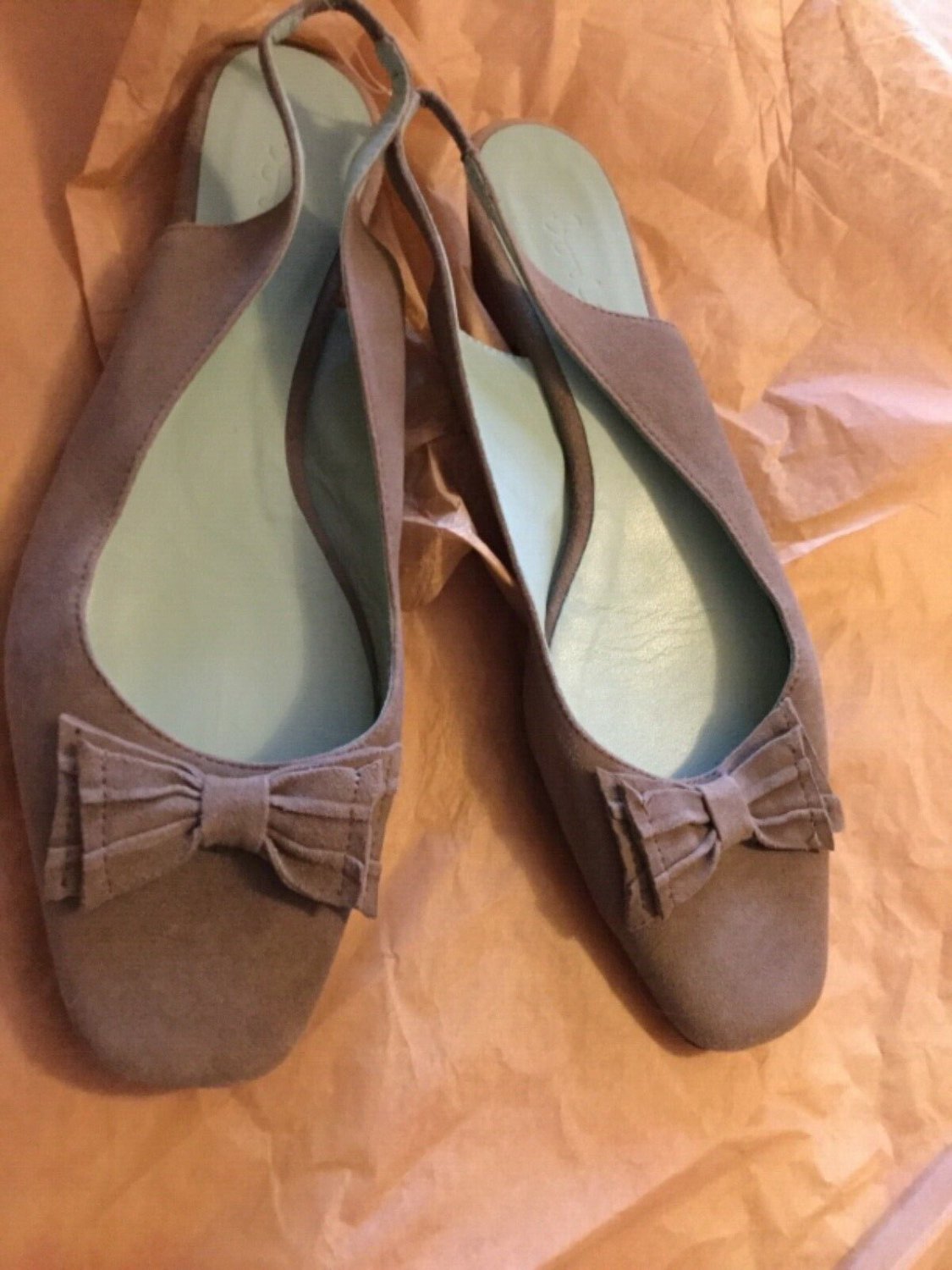 NEW Boden Suede Square Toe Slingback Flats w/ Bow - EU 41
