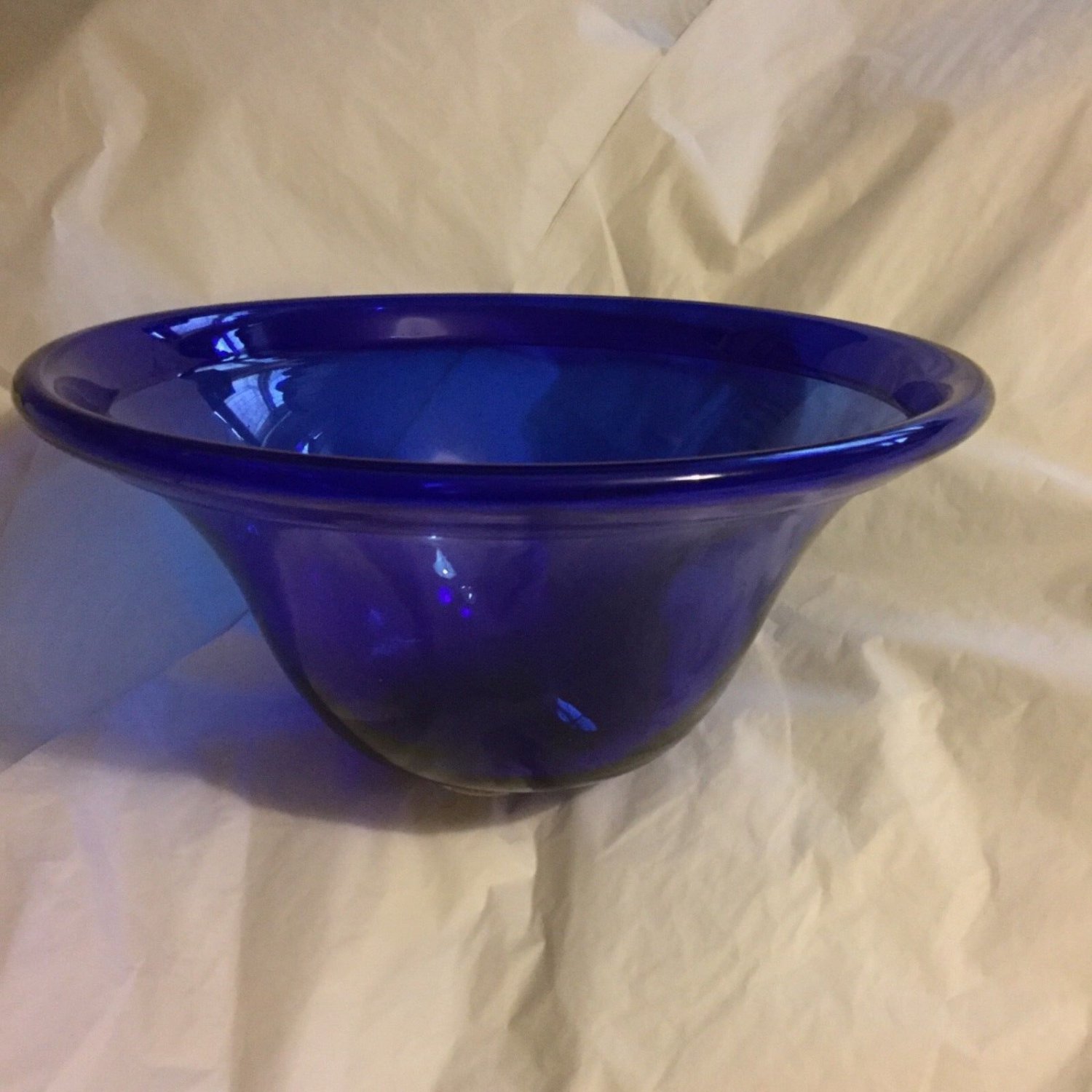EXCELLENT CONDITION Handblown Cobalt Blue Bowl with Rolled Lip - 11&acirc;��W x 5.5&acirc;��T