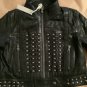NEW Bonnie Young Girls Studded Black Lambskin Leather Motorcycle Jacket - 4+
