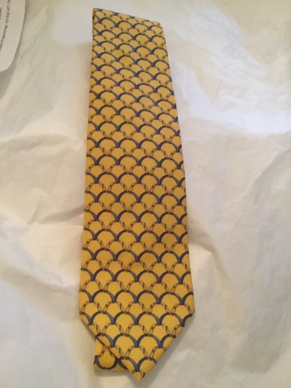 NEW Brooks Brothers Maker Yellow Harness Print 100% Silk Mens Tie - 3.5&acirc;��W