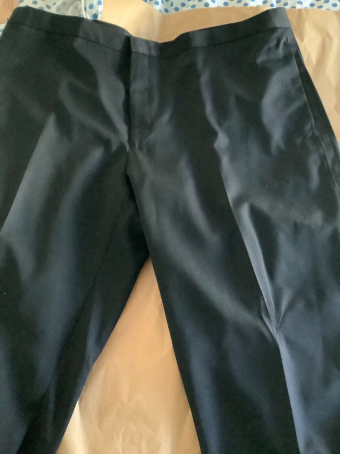 NEW DKNY Black Wool-Blend Flat Front Tuxedo Dress Pants - 42W