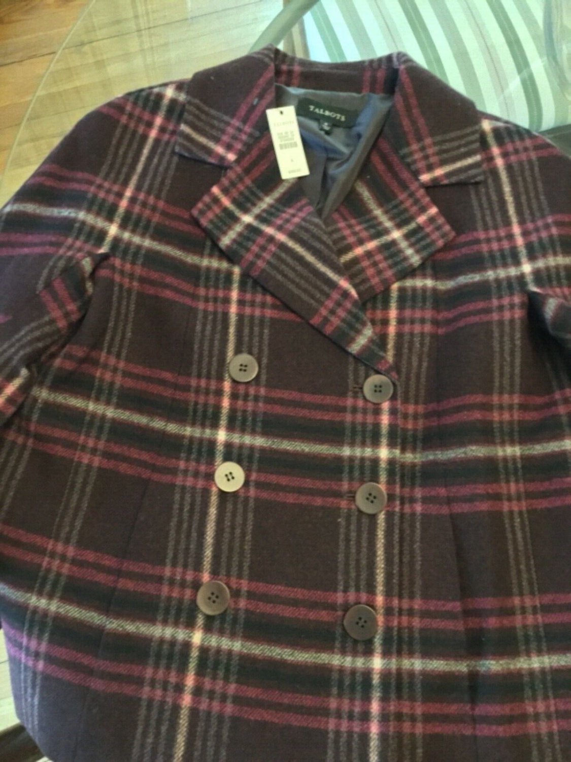 NEW Talbots $189 Plaid Double-Breasted Jacket - 6