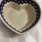 NEW Zaklady Boleslawiec Americana/Stars Pattern Heart-Shaped Bowl w/ Label -8.5"