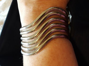 Vintage multi wave Sterling Cuff Bracelet