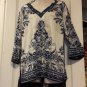 JM Collection Blue and Cream Boho Tunic 1x