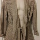 Spring! Donna Karan Dkny beige vegan belted cardigan L