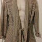 Spring! Donna Karan Dkny beige vegan belted cardigan L