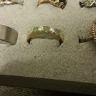 Vintage 3 Emerald and White Topaz band in 14K filled