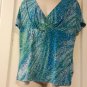 Chaps Turquoise Dotted Water Surplice Crossover Top 1X