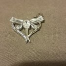 Vintage Sterling and Crystal Dragonfly Heart Pendant