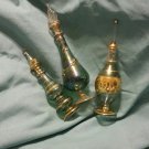 Set of 3 Vintage Green Glass and Gold Perfume Bottles from Egypt