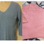 Spring! BOTH Pink and Blue Jeanne Pierre cable knit V-neck top L