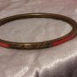 Vintage Brass and pink Inlaid Coral Bangle Bracelet