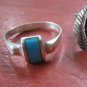 Vintage modern turquoise domed baguette in sterling 8.5