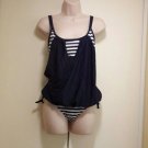 NEW Navy blue and white tankini size L