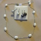 Freshwater Pearl Necklace + 2 Pair of coordinating pierced earrings