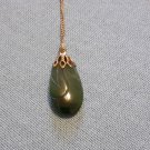 Lucky Vintage Etched jade plum pendant with chain