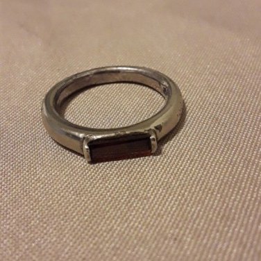 Vintage Garnet baguette in modern sterling size 6
