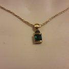 Square Cut Emerald Pendant in Goldwash Sterling