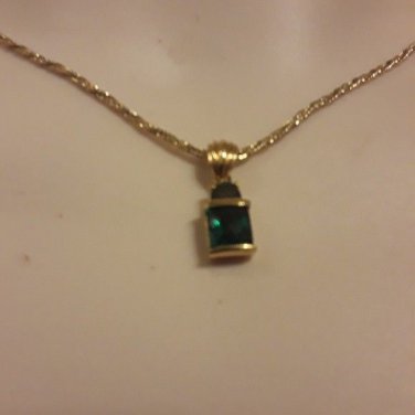 Square Cut Emerald Pendant in Goldwash Sterling