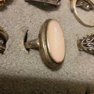 Vintage Pink mother of pearl oval in sterling size 9